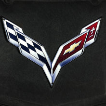 Load image into Gallery viewer, C7 Corvette Stingray Crossed flag Metal Under hood Emblem Fits: 2014 thru 2019

