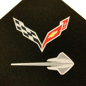 C7 Corvette Trunk Lid Liner w/ Crossed Flag + Stingray Embroidered Emblems 14-19