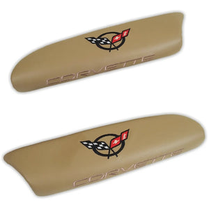 C5 Corvette Oak Door Armrest Pad w/ Embroidered Cross Flag and Script 97 thru 04