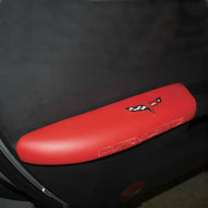 C6 Corvette Red Door Armrest Pad with Embroidered Cross Flag + Script 05-13