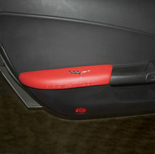 Load image into Gallery viewer, C6 Corvette Red Door Armrest Pad with Embroidered Cross Flag + Script 05-13
