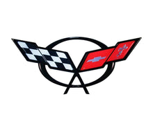 Load image into Gallery viewer, C5 Corvette Crossed flag Wall Emblem Large Metal Art 97-04 Full 32&quot; by 15&quot;
