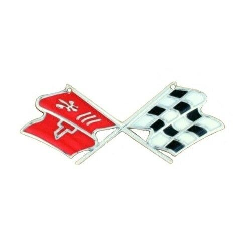 C3 Corvette Crossed Flag Metal Magnet Emblem Art Size: 6