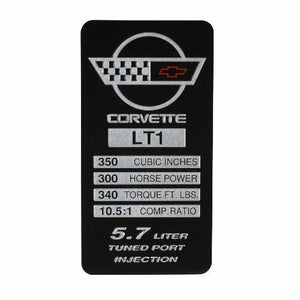 C4 Corvette Spec Data Plate Embossed in Scratch-Resistant Aluminum 84 thru 96
