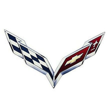 Load image into Gallery viewer, C7 Corvette Crossed Flag Wall Emblem Large Metal Art 14 thru 19 Full 24&quot; by15&quot;
