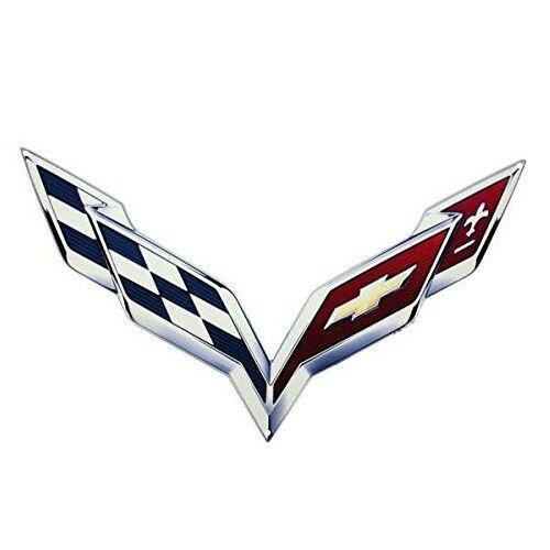C7 Corvette Crossed Flag Wall Emblem Large Metal Art 14 thru 19 Full 24