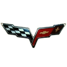 Load image into Gallery viewer, C6 Corvette Crossed Flag Metal Magnet Emblem Art Size: 6&quot; x 2.5&quot; Cross 05 - 13
