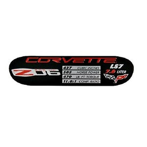 C5 C6 Corvette Spec Data Plate Embossed in Scratch-Resistant Aluminum 97 thru 13