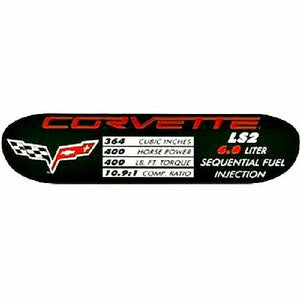 C5 C6 Corvette Spec Data Plate Embossed in Scratch-Resistant Aluminum 97 thru 13